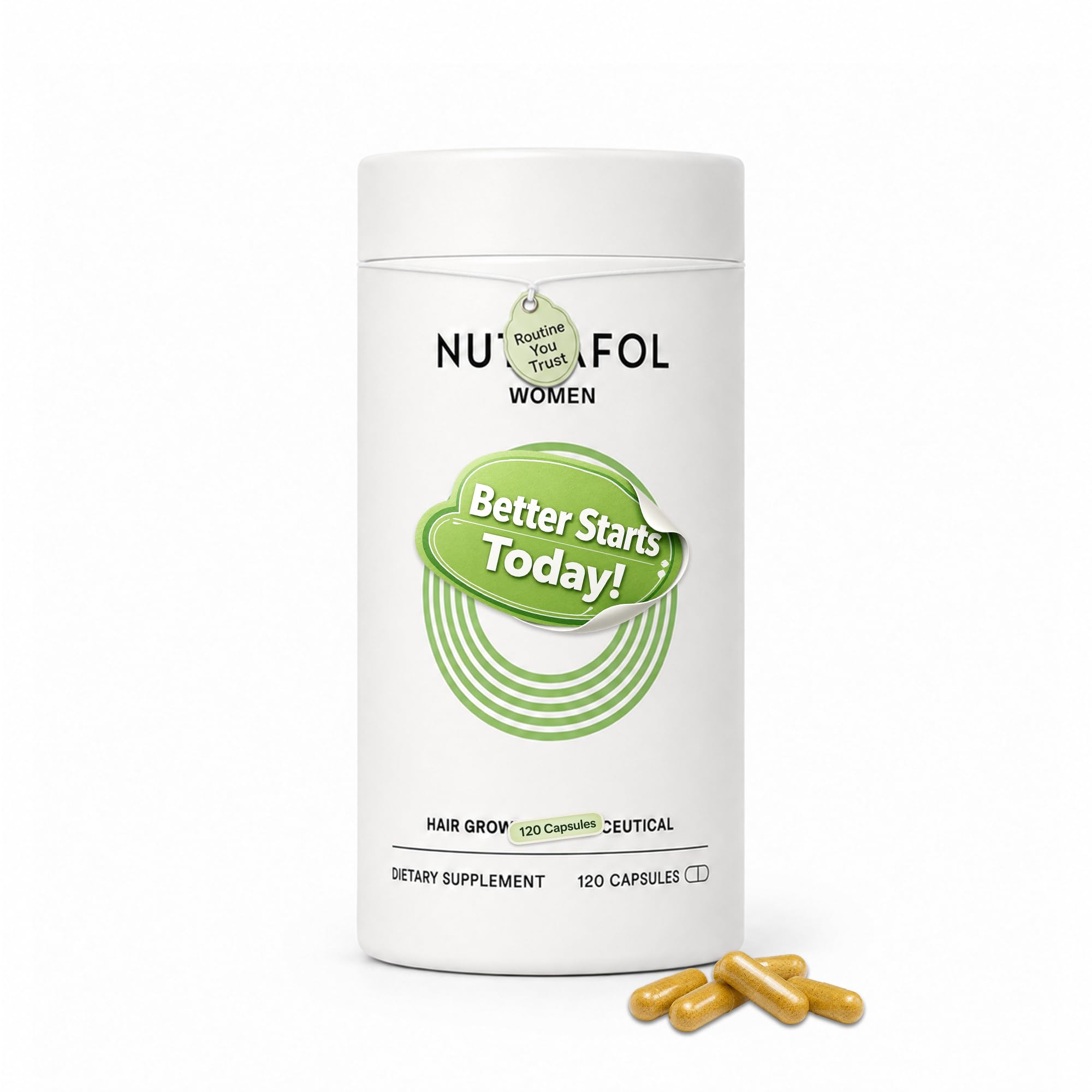 Women's Hair Growth Supplements, Compatible with Nutrafol Women's Hair Oil, Visibly Thicker and Stronger Hair, 1 Month Supply
