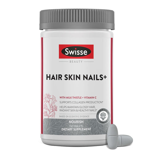 Swisse Biotin Hair Skin and Nails Vitamins for Women & Men | 5 Months Supply | Milk Thistle, Biotin, Vitamin C, Zinc & Iron | Supports Hair Growth & Collagen Production | 150 Tablets