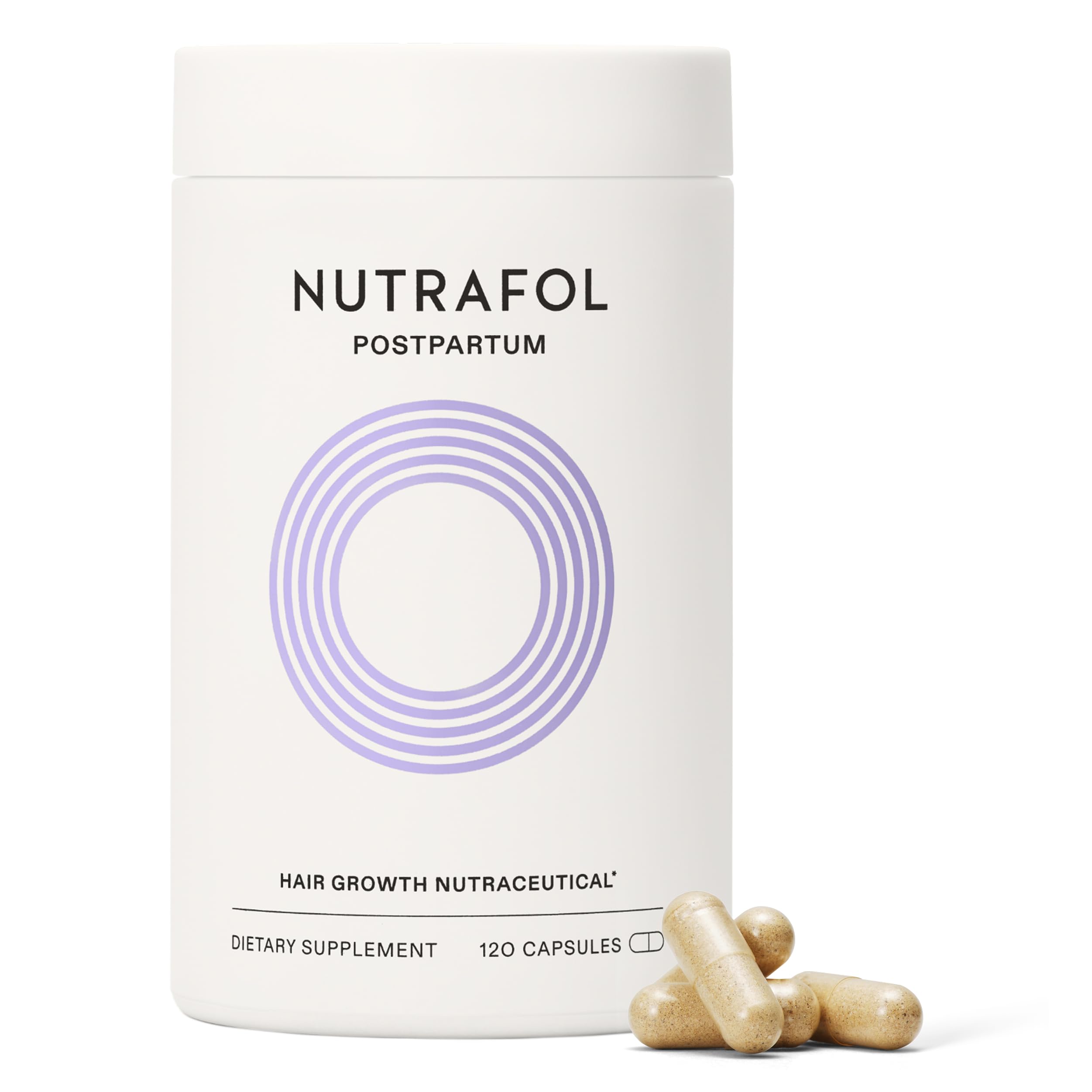 Nutrafol Postpartum Hair Growth Supplements, Clinically Tested for Visibly Thicker Hair and Less Shedding, Breastfeeding-friendly