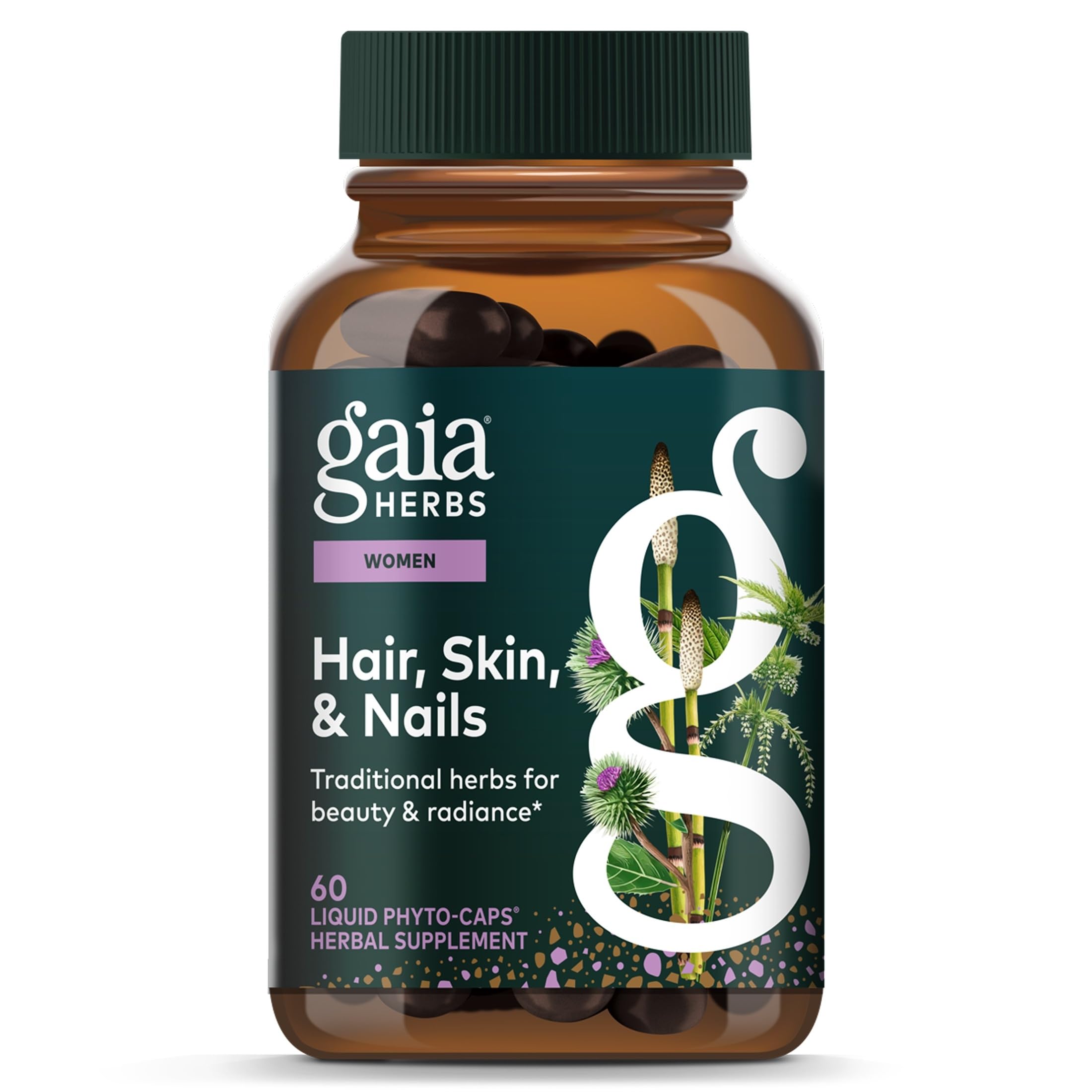 Gaia Herbs Hair, Skin & Nails, 60 Vegan Capsules, 30 Servings