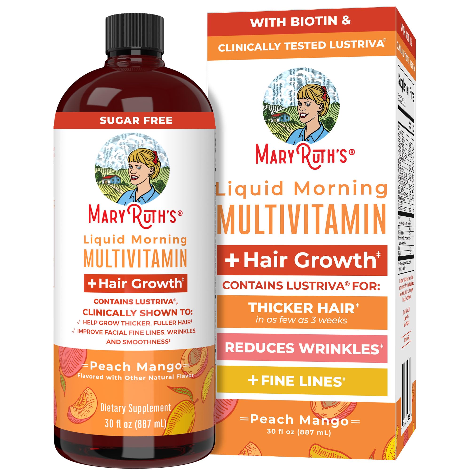 MARYRUTH'S Liquid Multivitamin + Hair Growth, Clinically Thicker Hair, 30oz