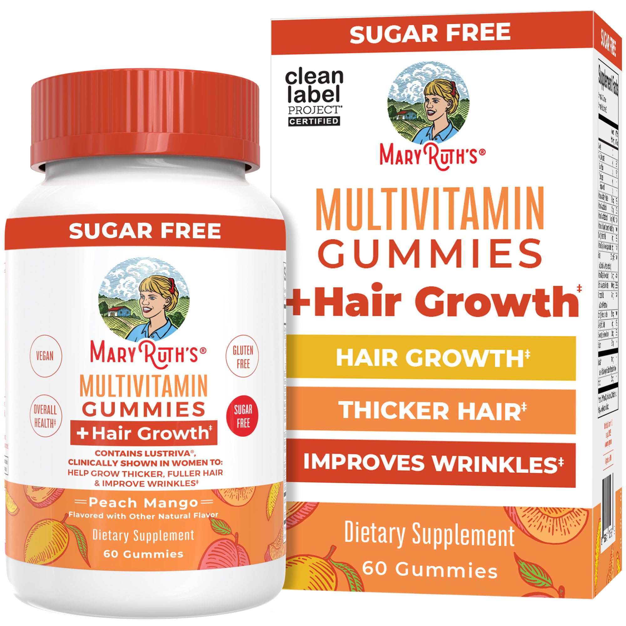 MaryRuth's Multivitamin + Hair Growth Gummies, Thicker Hair, 30 Servings